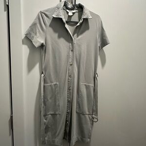 Club Monaco Sage Button-Up Short Sleeve Mini Dress in S